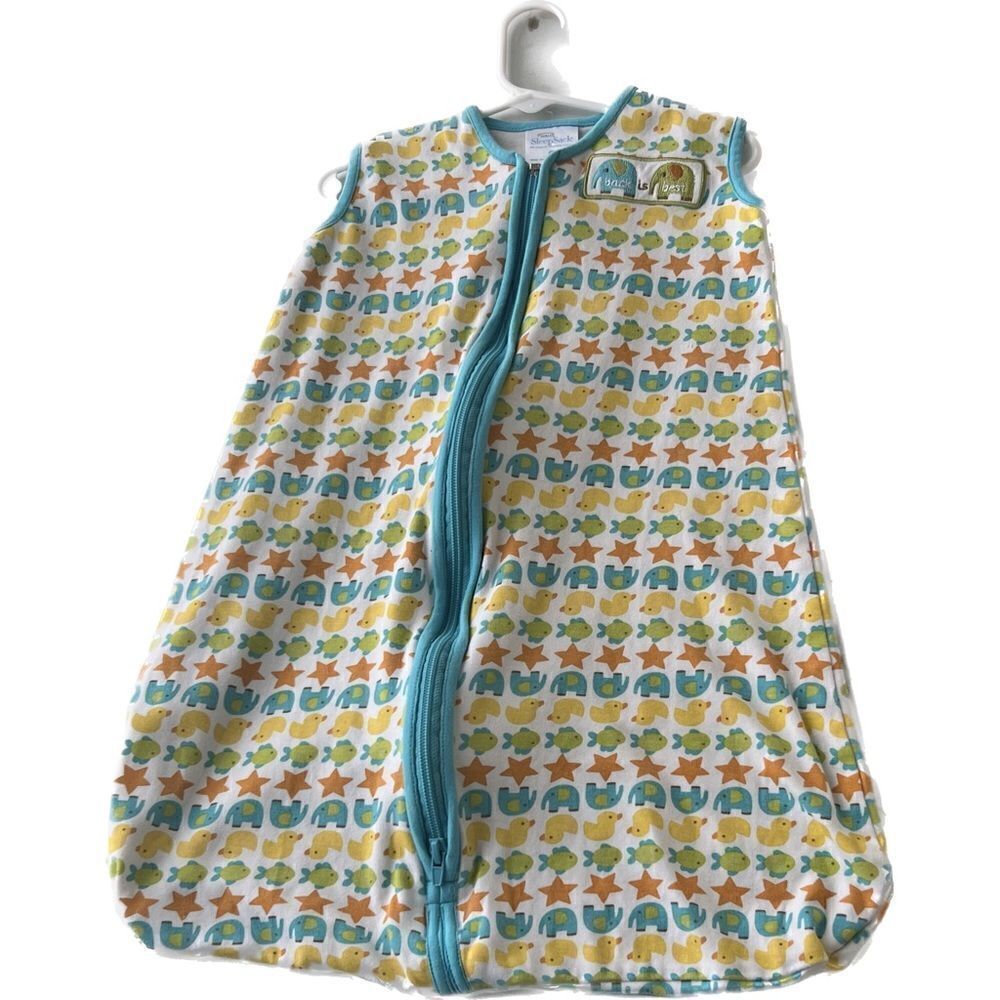 Halo sleep sack up to six month or 18 pounds. Sleeveless, animal print.